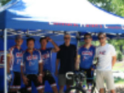 Team tent setup at criterium race